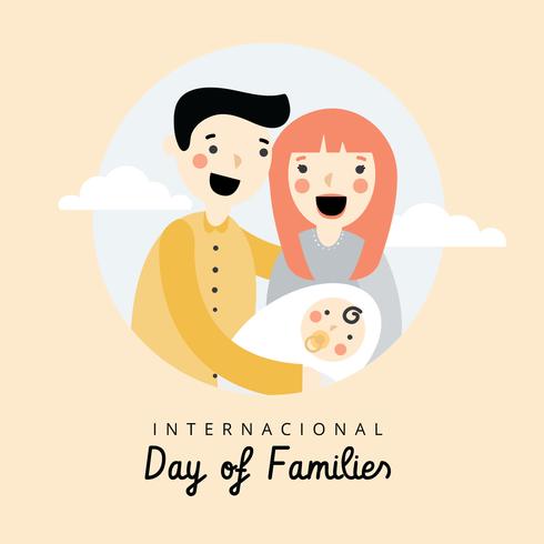 International day of families sweet couple with little baby illustration