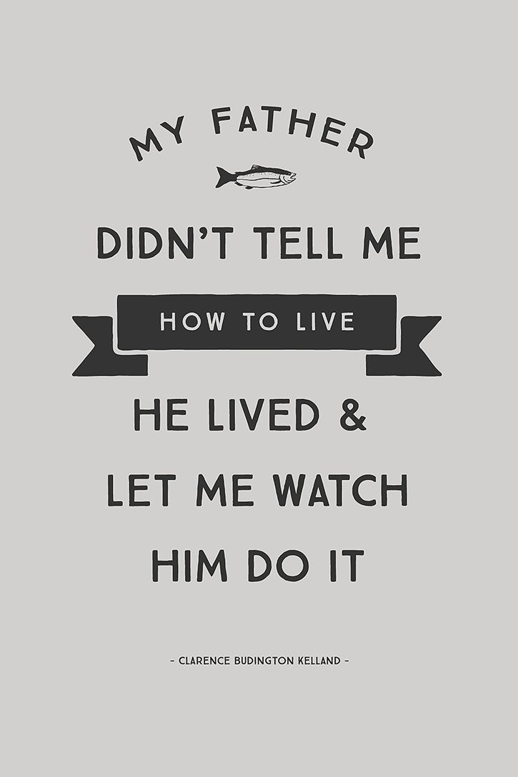 My Father didn’t tell me how to live; he lived and let me watch him do it. Clarence Budington Kelland