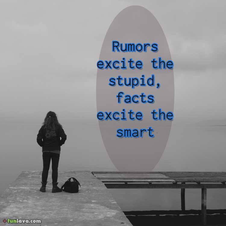 Rumors excite the stupid, facts excite the smart.