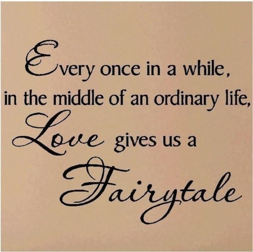 every once in a while in the middle of an ordinary life, love gives us a fairytale