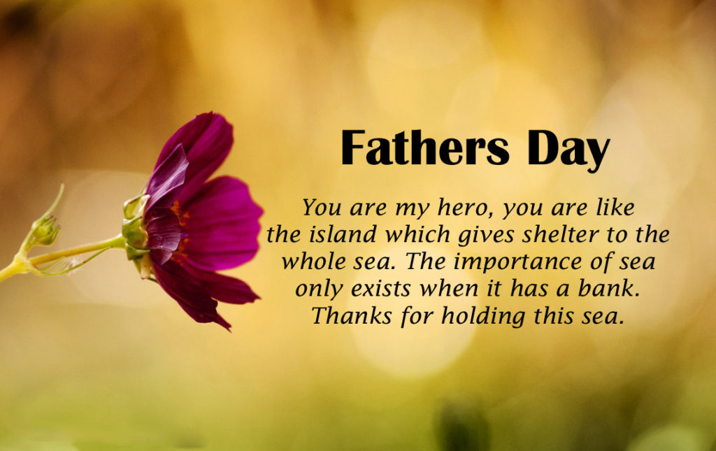 father’s day you are my hero, you are like the island which gibes shelter to the whole sea. the importance of sea only exists when it has a bank. thanks for holding this sea