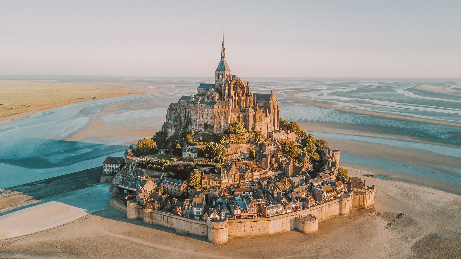 aerial view of the mont st. michel