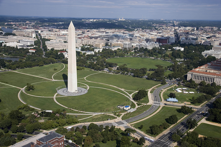 aerial view of the washington monument