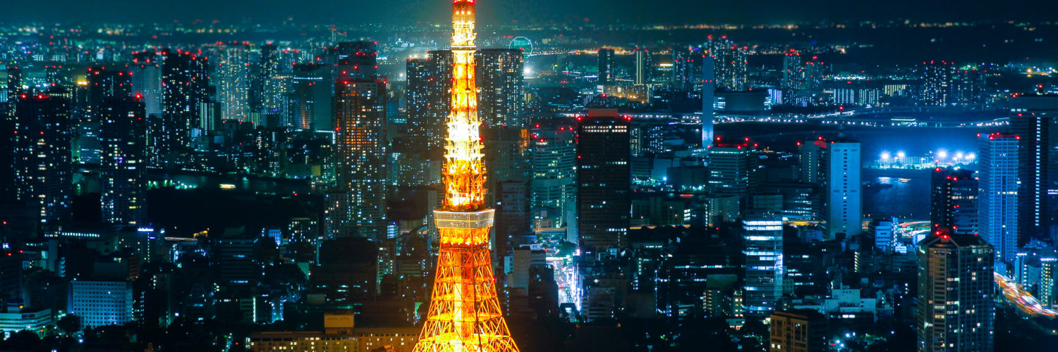 amazing view of the tokyo tower with night lights