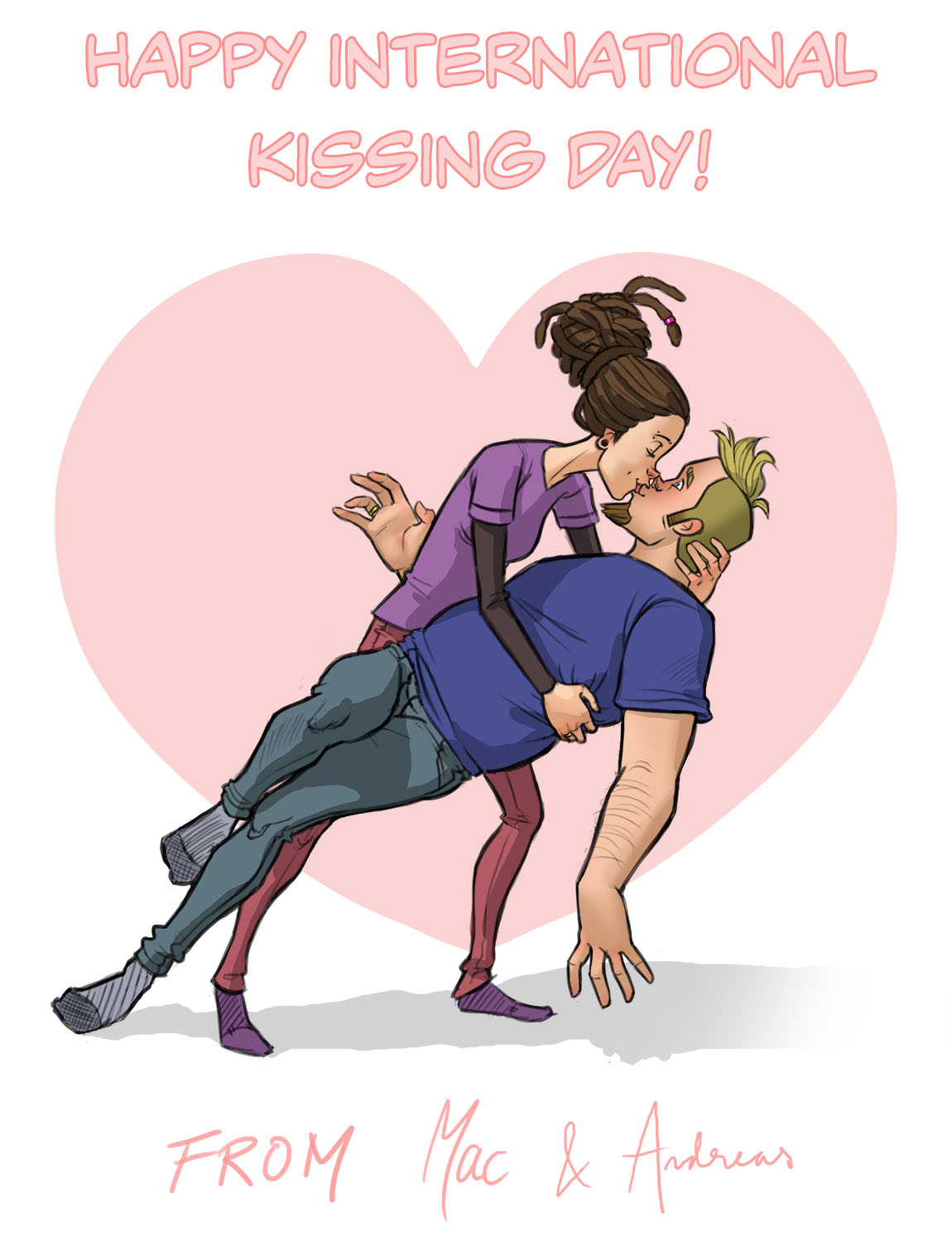 happy international kissing day card