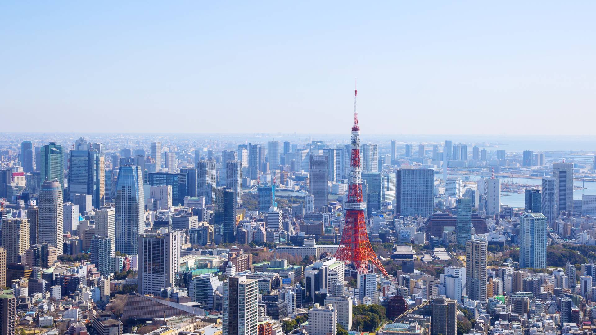 the Tokyo Tower and tokyo skyscrappers
