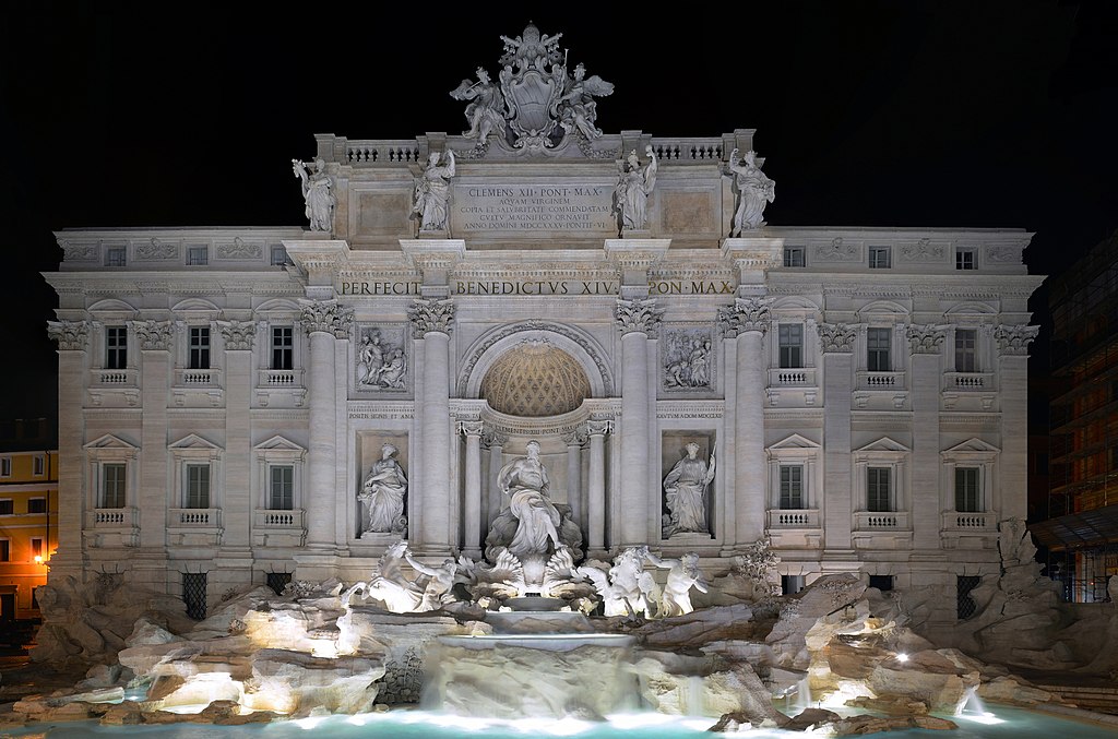 the Trevi Fountain at night