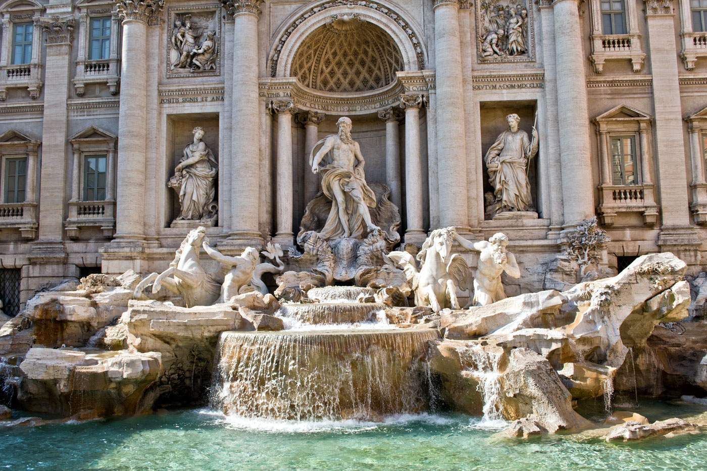 the Trevi Fountain front view