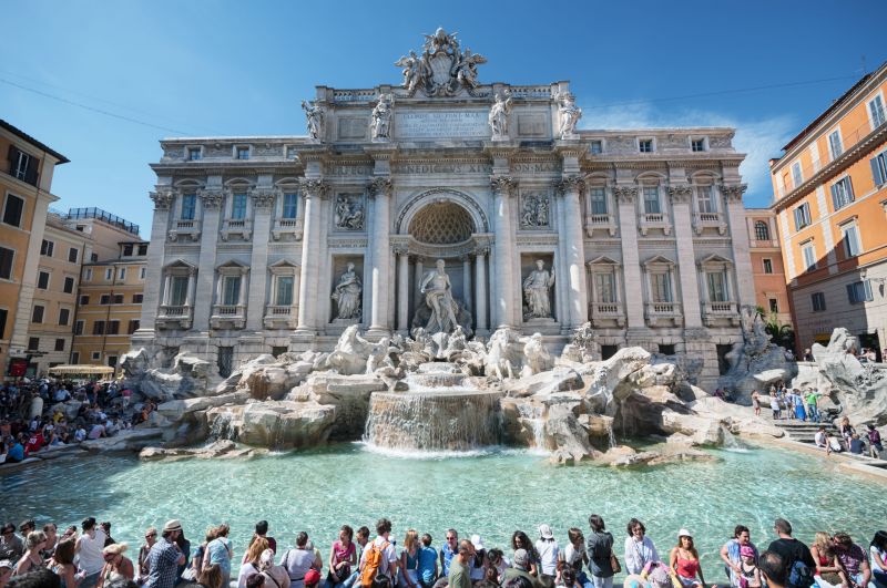 tourists at the Trevi Fountain