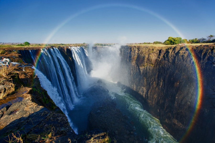 Victoria Falls view with rainbow