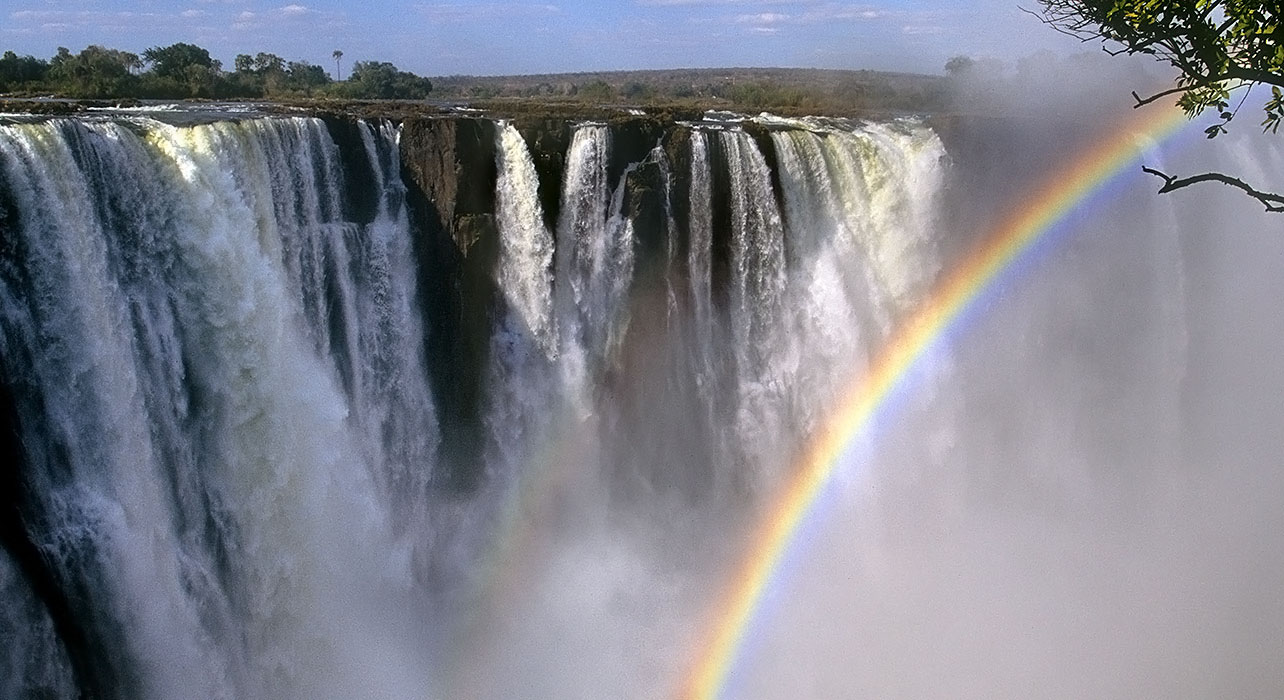 Victoria Falls with rainbow view from zimbawe