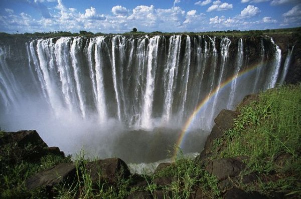 Victoria Falls with rainbow