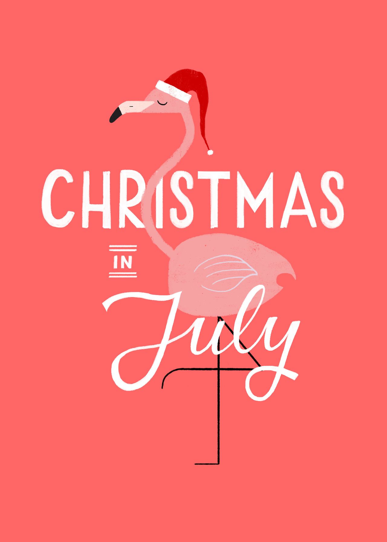 christmas in july flamingo card