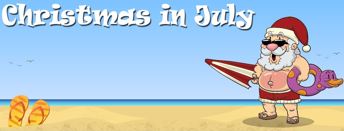 christmas in july santa on beach banner