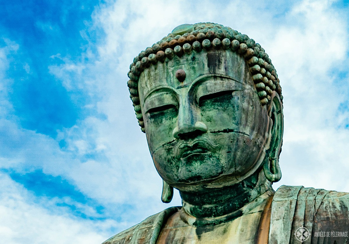 closeup of the face of great buddha statue