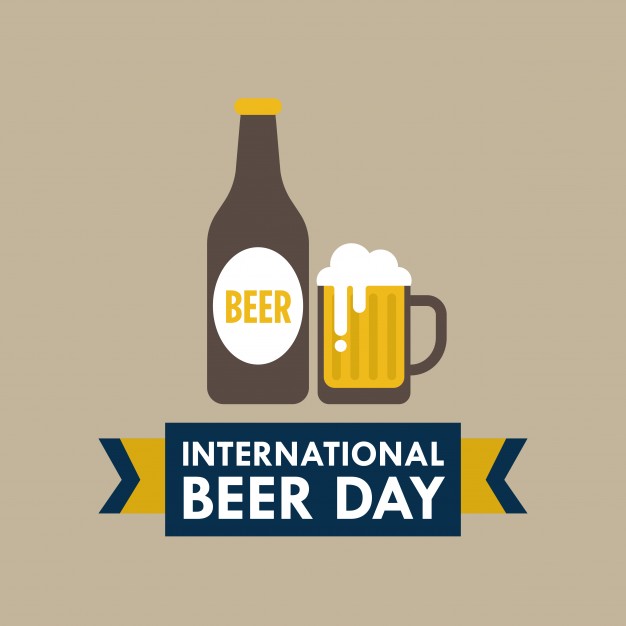 international beer day beer bottle and mug illustration
