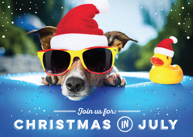 join us for christmas in july dog with glasses