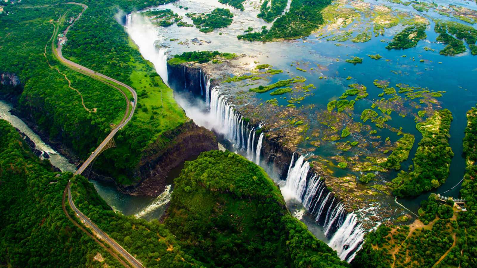 stunning aerial view of the Victoria Falls
