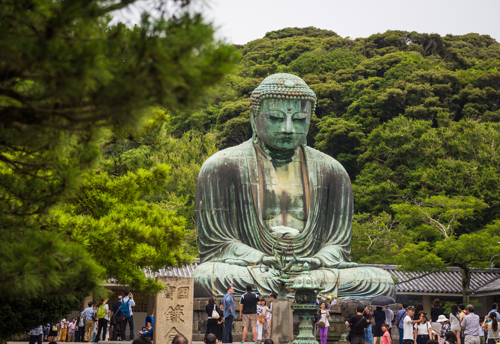 the Great Buddha with trees in background