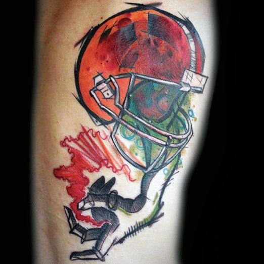 Amazing American Football Helmet Tattoo Design For Men