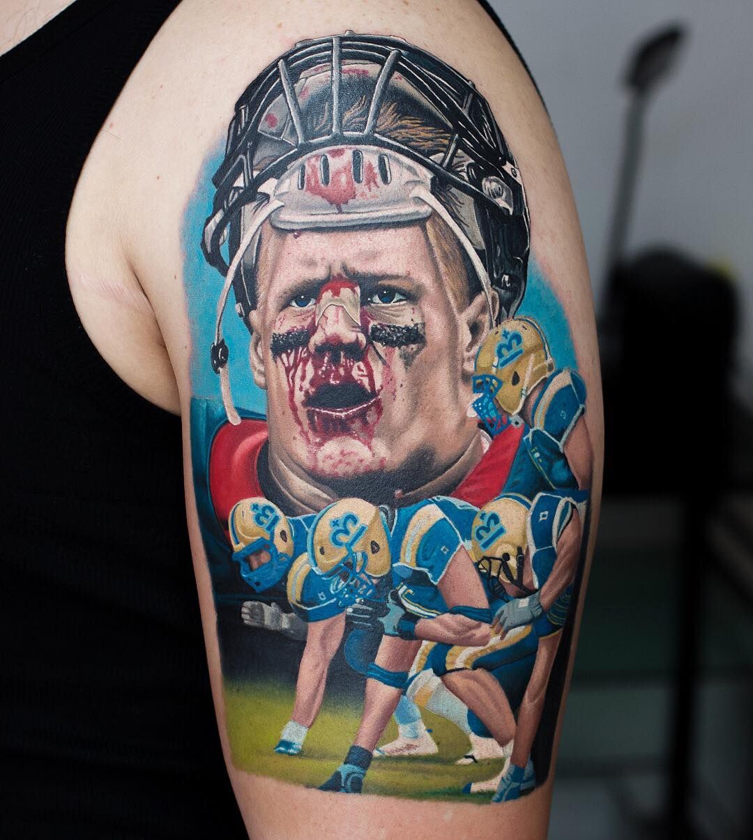 American football tattoo by Korky Availability at Holy Trinity