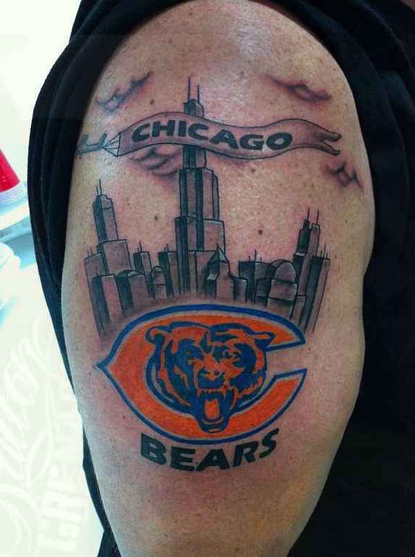 Chicago Bears – American football team tattoo on mens half sleeve
