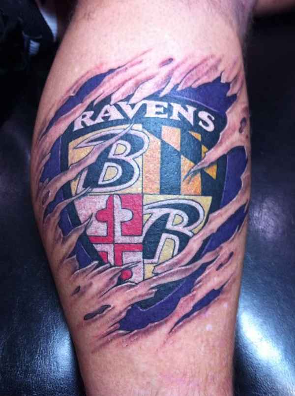 Colored Baltimore Ravens – American football tattoo for men