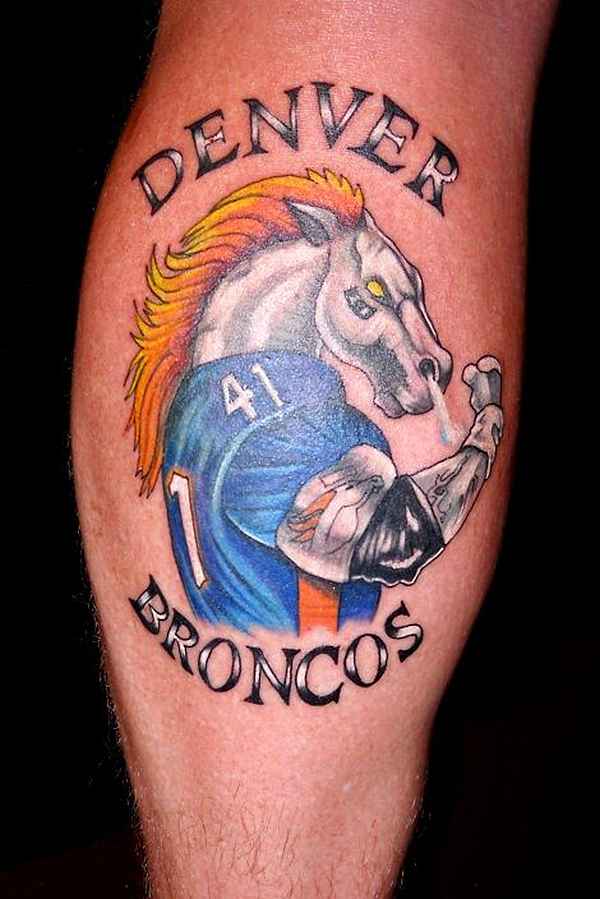 Colored Denver Broncos – American footbal tattoo design for men