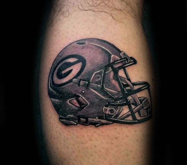 Green Bay American football helmet tattoo design