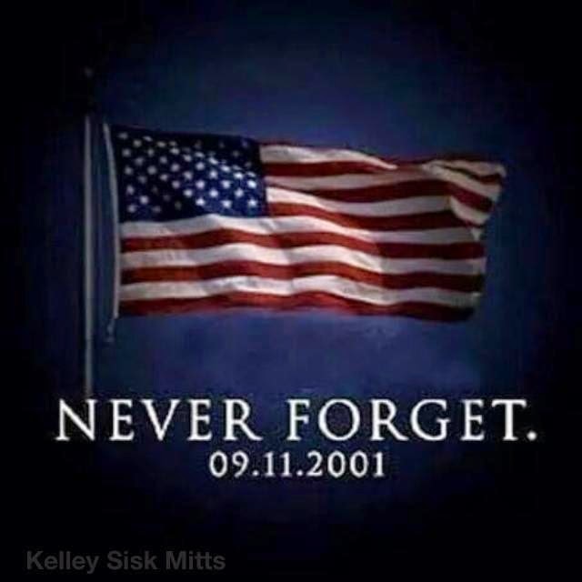 Never Forget 09-11-2001 patriot day waving american flag image