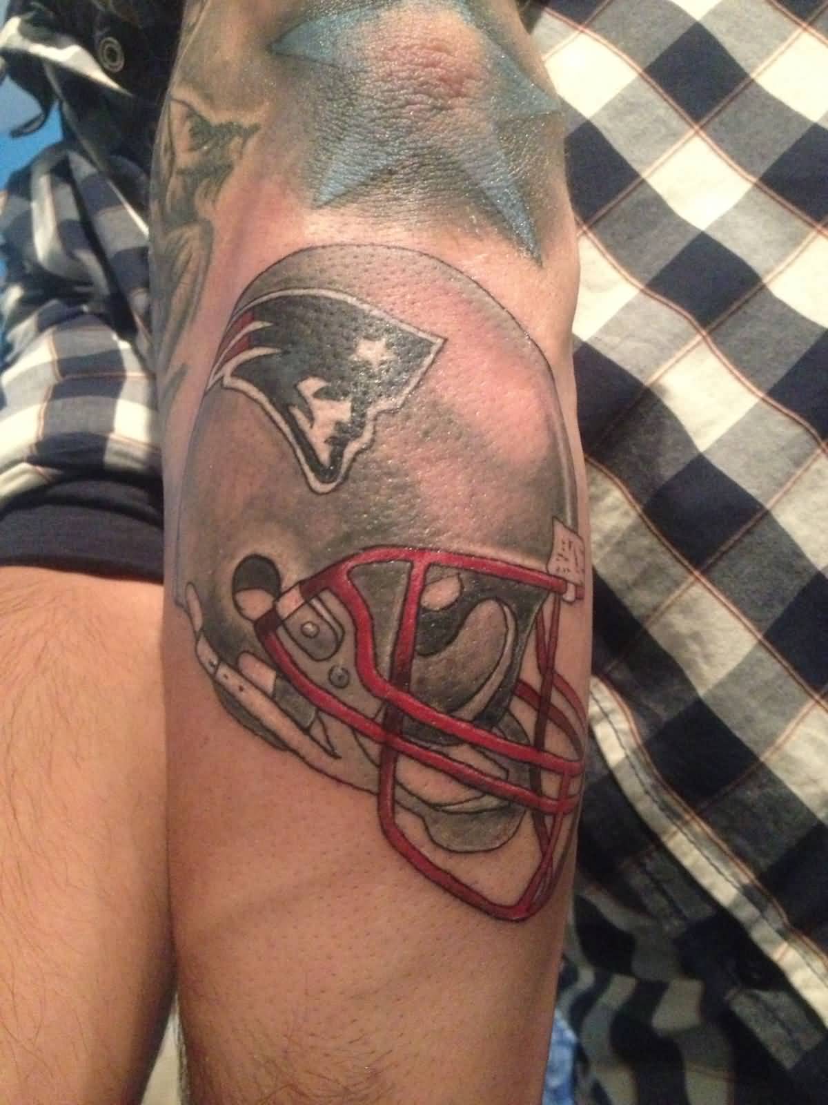 New England Patriots Helmet Tattoo On Forearm