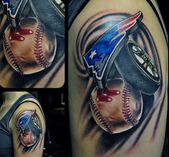 New England Patriots Tattoo On Girl’s Shoulder – American Football Tattoo Ideas