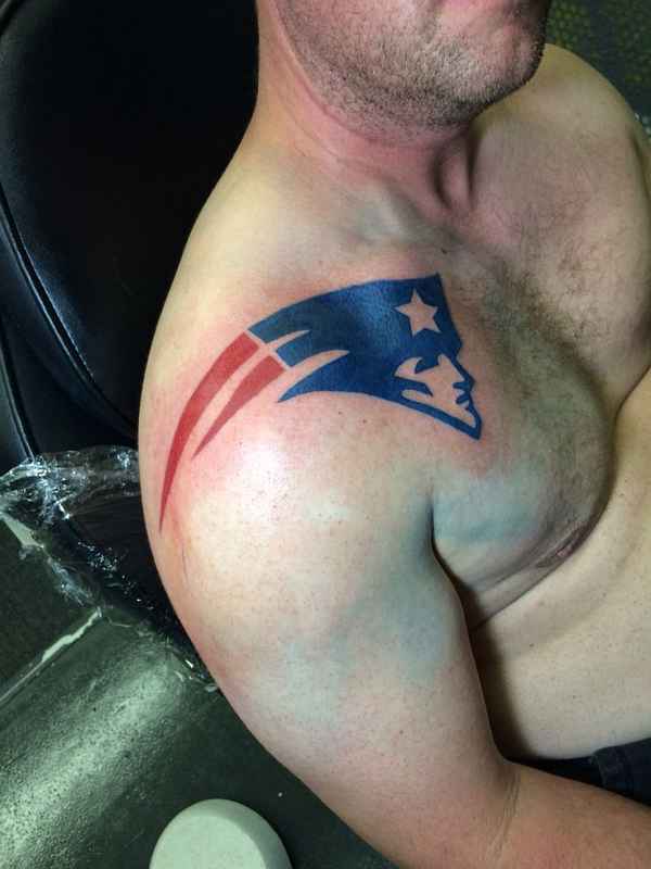 New England Patriots Tattoo On Men Shoulder