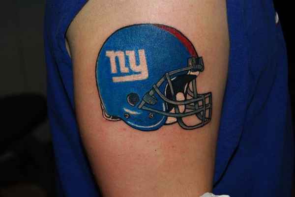 New York Giants Helmat Tattoo On Men Half Sleeve