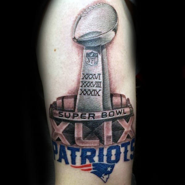 Super Bowl with New England Patriots Tattoo Design