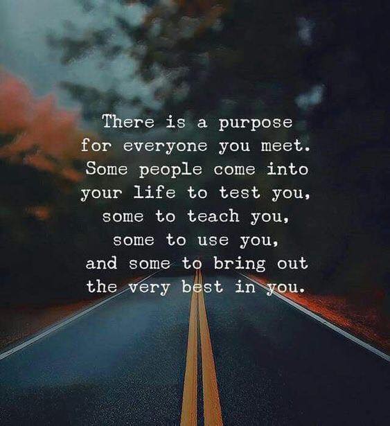 There is a purpose for everyone you meet. Some people will test you, some will use you, some will bring out the best in you