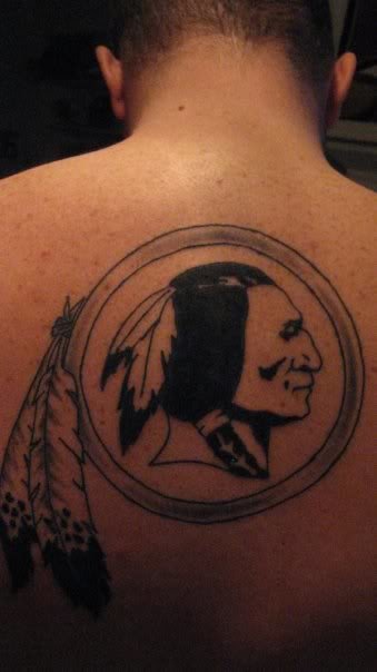 Washington Redskins Logo Tattoo On Back For Men