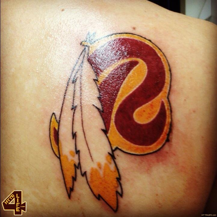 Washington Redskins R Symbol Tattoo On Back Shoulder