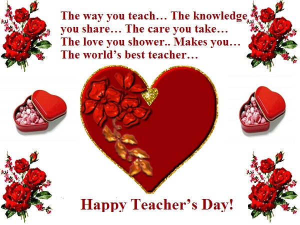 happy teacher’s day heart card for the world’s best teacher