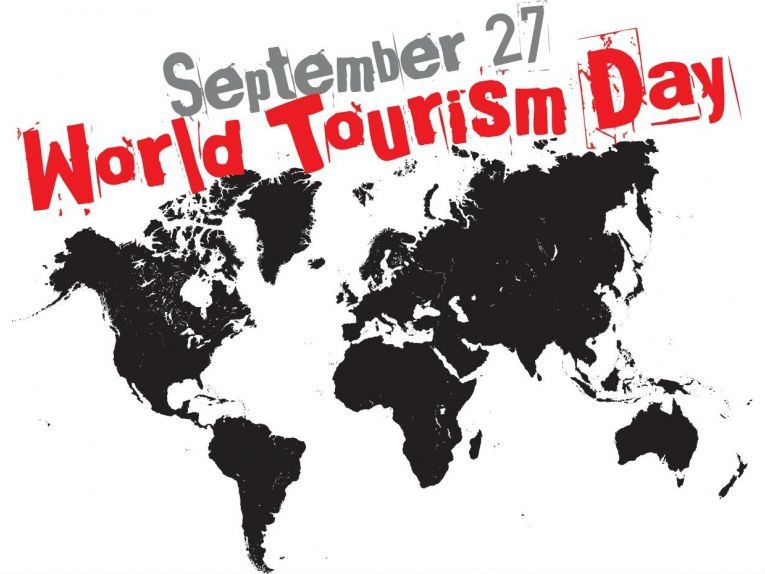 september 27 world toursim day world map in background