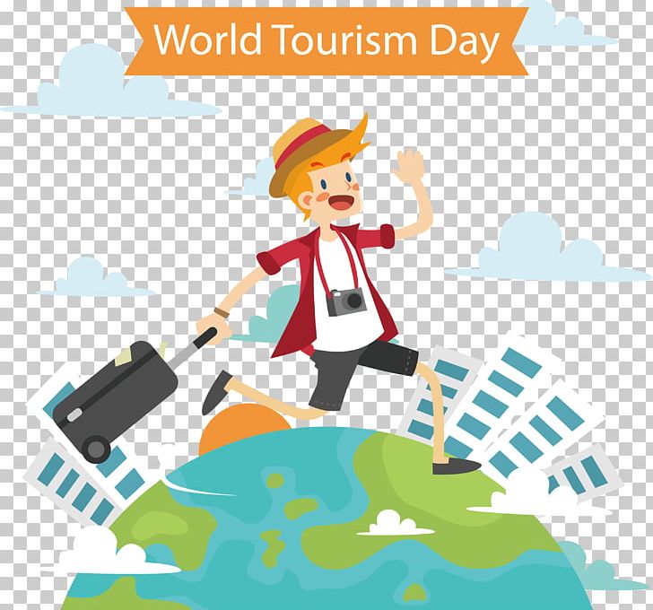 world tourism day man with luggage clipart