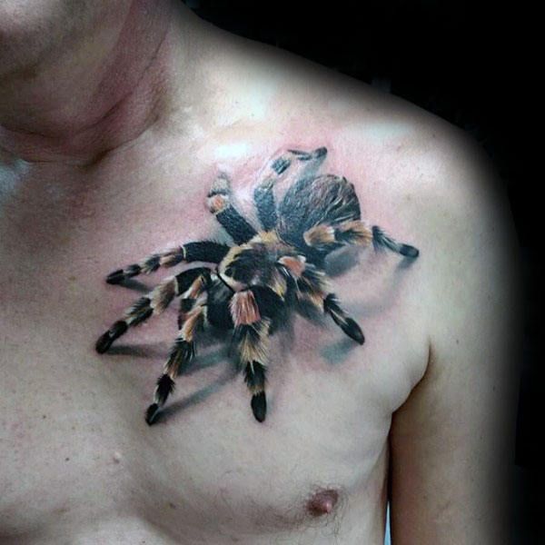 3D Realistic Tarantula Tattoo On Men Chest