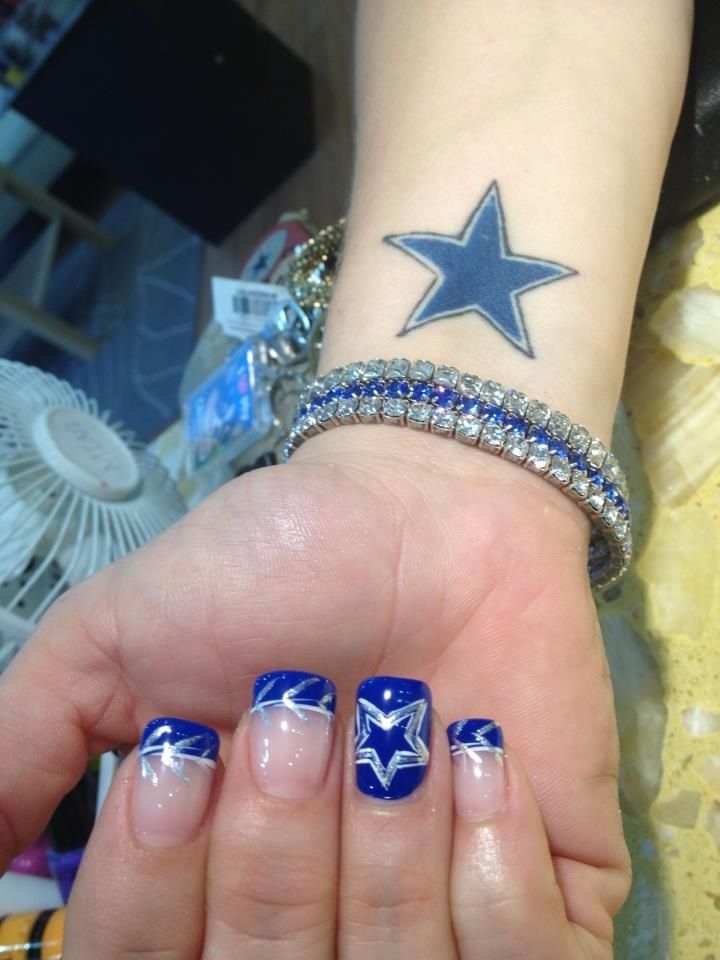 Beautiful Dallas Cowboys Star Tattoo On Girl Wrist