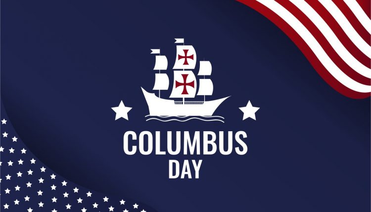 Columbus Day Vector with American Flag