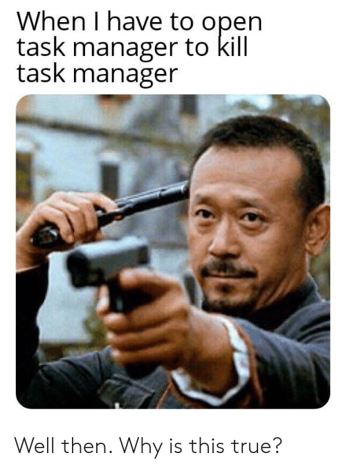 Funny Computer Meme – Killing Task Manager In Task Manager