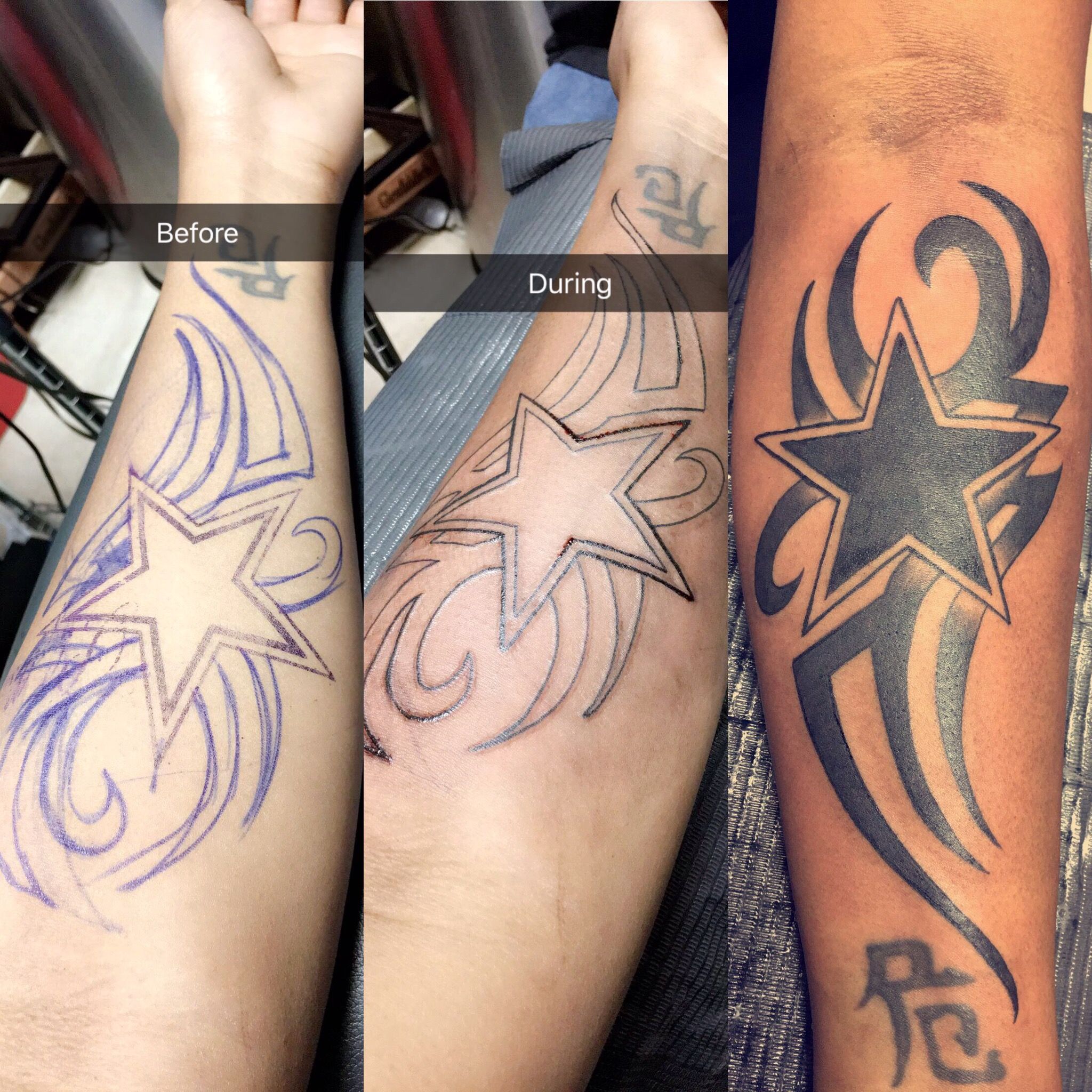 Tribal Style Dallas Cowboys Symbol Tattoo On Forearm