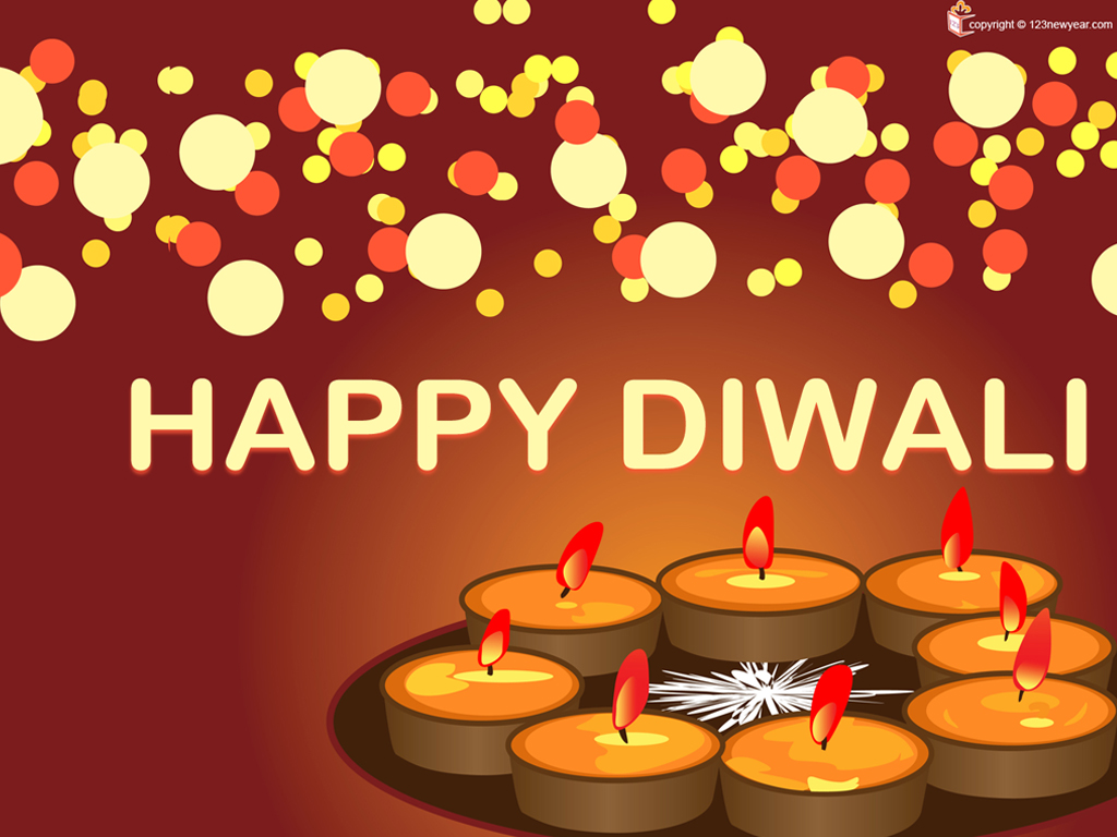 happy diwali diyas greeting card