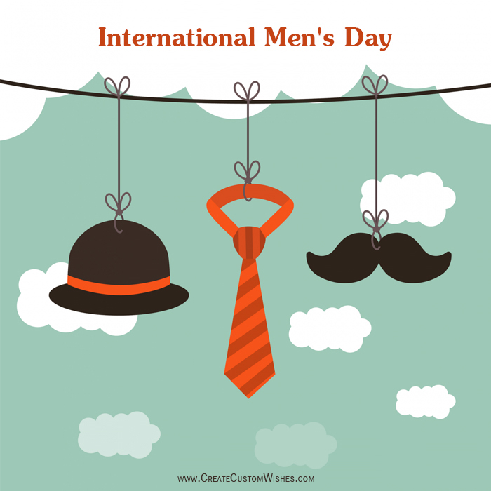 international Men’s Day hat, tie and mustache illustration