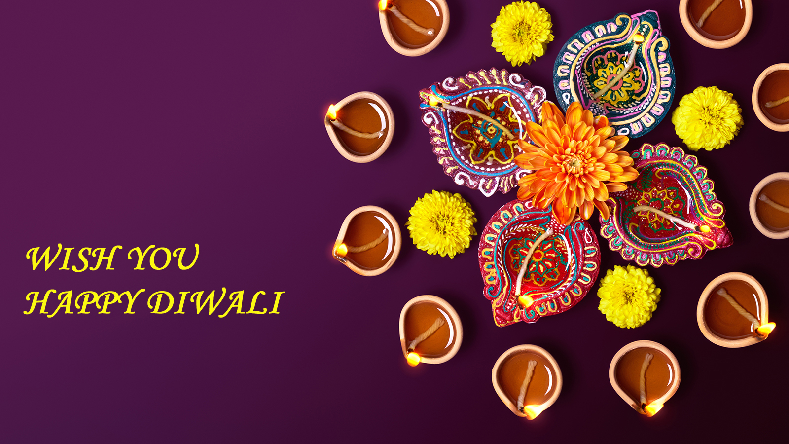 wish you happy diwali diyas decoration