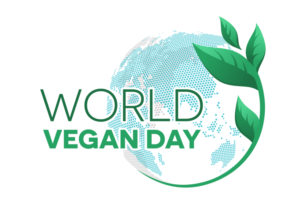 world vegan day earth globe with green leaf